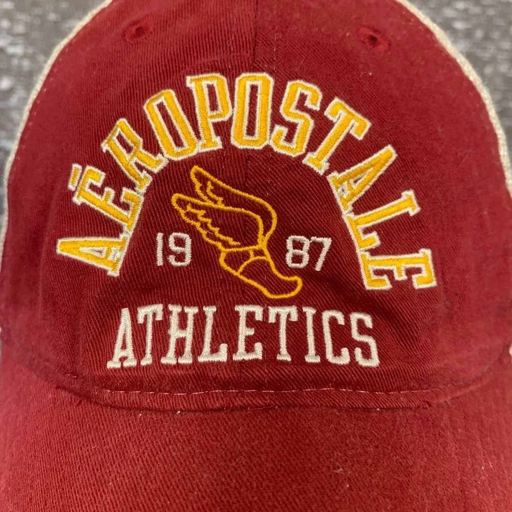Vintage Y2K‎ Aeropostale Athletics Mesh Red Trucker Baseball Cap Hat Embroidered